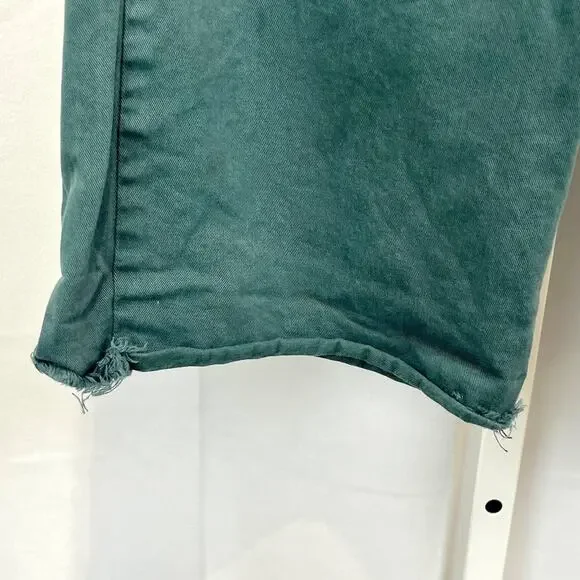 MARINE LAYER Bridget High Waist Pants 15741 Raw Hem Wide Leg Green Size 6 - Picture 7 of 9